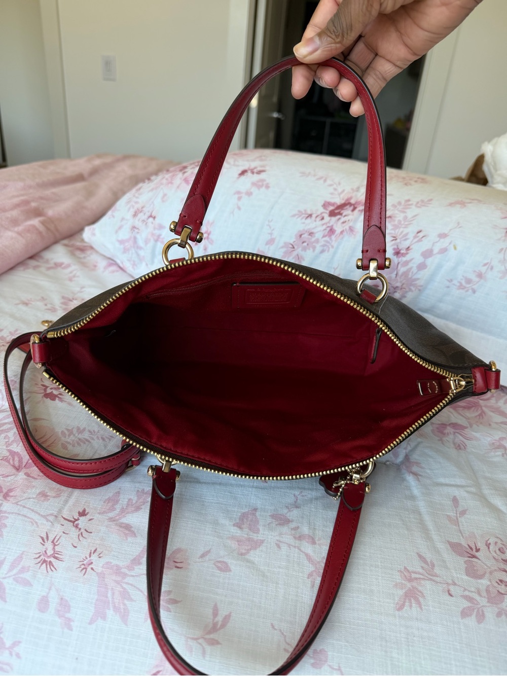 EUC COACH BROWN MONOGRAM SMALL CROSSBODY/HANDBAG - Picture 5 of 11